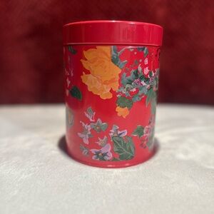 Pioneer Women Red Garden Meadow Canister Carbon Steel Floral Storage w/ Lid 5.5"